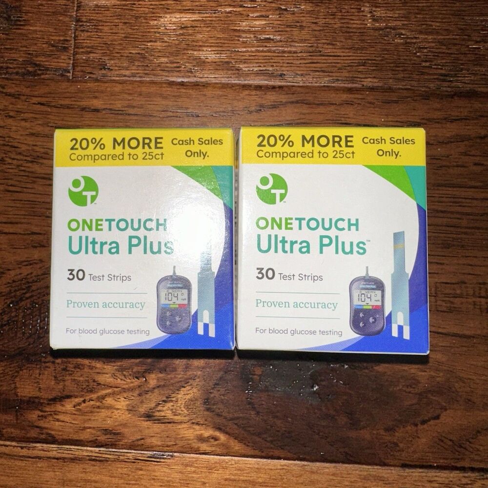 OneTouch Ultra Plus Blood Glucose Test Strips 60 ct (2 x 30) NEW Exp 12-31-2026